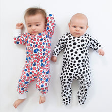 Load image into Gallery viewer, BLACK &amp; WHITE BABY SENSORY ZIP-UP SLEEPSUIT – dalmatian
