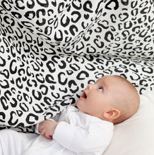 Load image into Gallery viewer, LARGE LEOPARD PRINT BLACK &amp; WHITE BABY SENSORY MUSLIN
